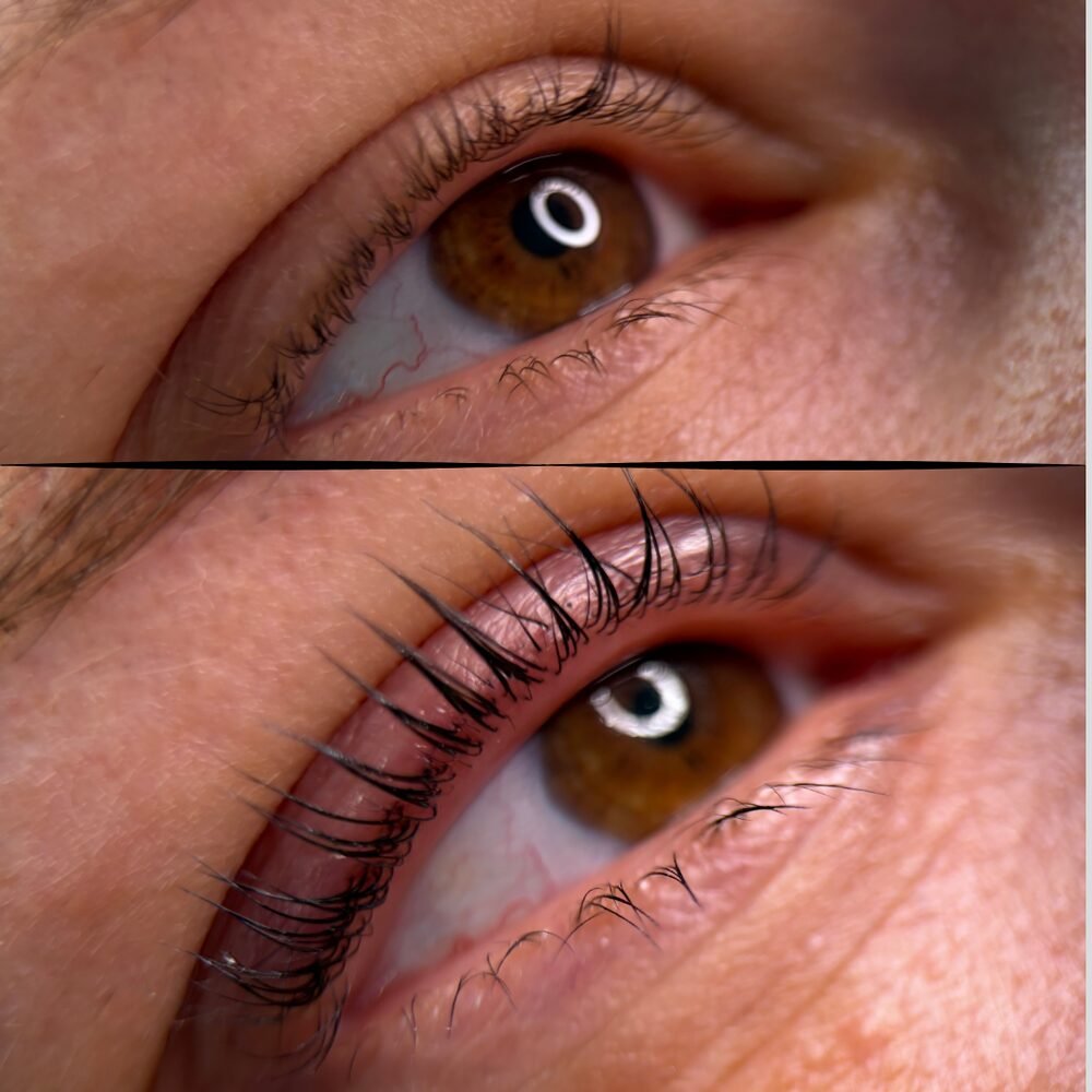 Lash lift before and after comparison