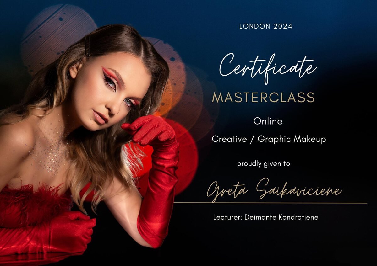London 2024 masterclass certificate in Creative and Graphic Makeup